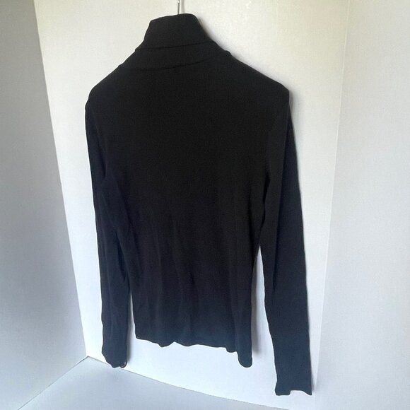 Theory Naneik Black Ribbed Turtleneck Sweater Large NWT Stretch Designer Knit - Picture 5 of 9